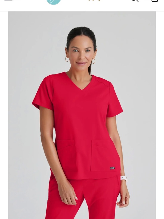 Grey's Anatomy Tops - Grey's Anatomy Women's V-Neck Scrub Top & Bottoms in Red